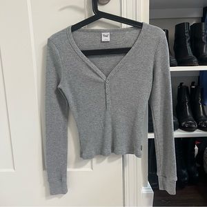 TNA grey waffle Henley shirt